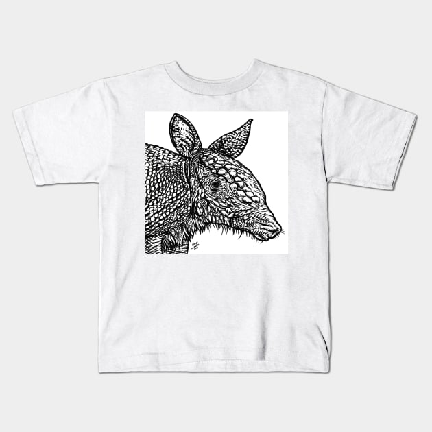 ARMADILLO ink portrait .1 Kids T-Shirt by lautir